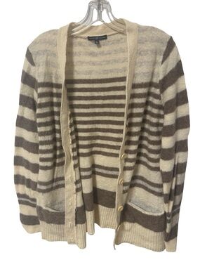GAP Cream and Brown Striped Knit Sweater